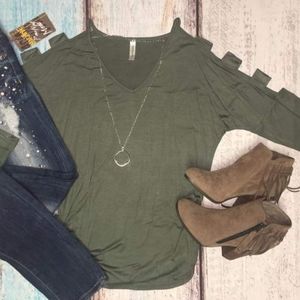 Cold Shoulder tops (Black & Olive)